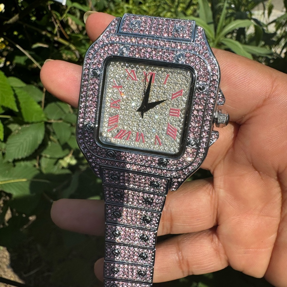 Iced out pink watch ⌚️